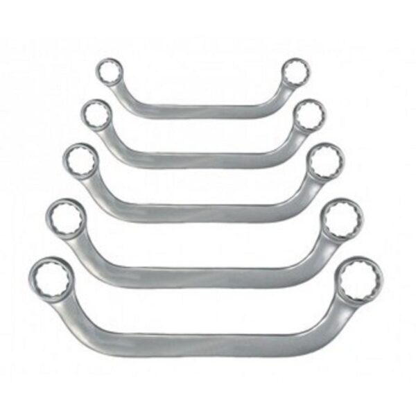 JUEGO DE LLAVES POLIGONALES DOBLES EN FORMA DE U 5 PIEZAS DE 8 A 22 MM CURVADO CROMO VANADIO