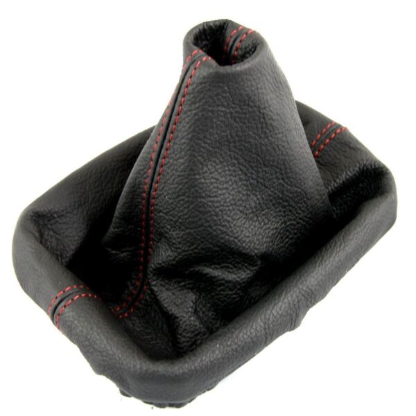 CUBIERTA DE ENGRANAJES DEL COCHE CAJA DE CAMBIOS AUTOBOLE POMO UNIVERSAL NEGRO ROJO COSTURAS