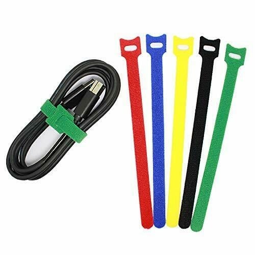 JUEGO DE 6 CORREAS DE VELCRO AUTOADHESIVAS COLORES MIXTOS 13X240 mm CABLES DE NYLON 589