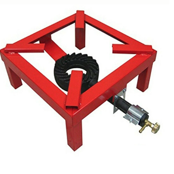 ESTUFA DE GAS ESTUFA 40 x 40 x 19 CON QUEMADOR DE HIERRO FUNDIDO + BOQUILLA DE METANO ROJO