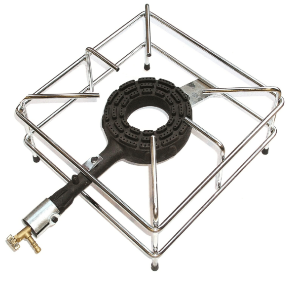 ESTUFA ESTUFA CM 40X40 7,5kw ACERO INOXIDABLE CROMADO BOMBONA QUEMADOR DE GAS EN HIERRO FUNDIDO