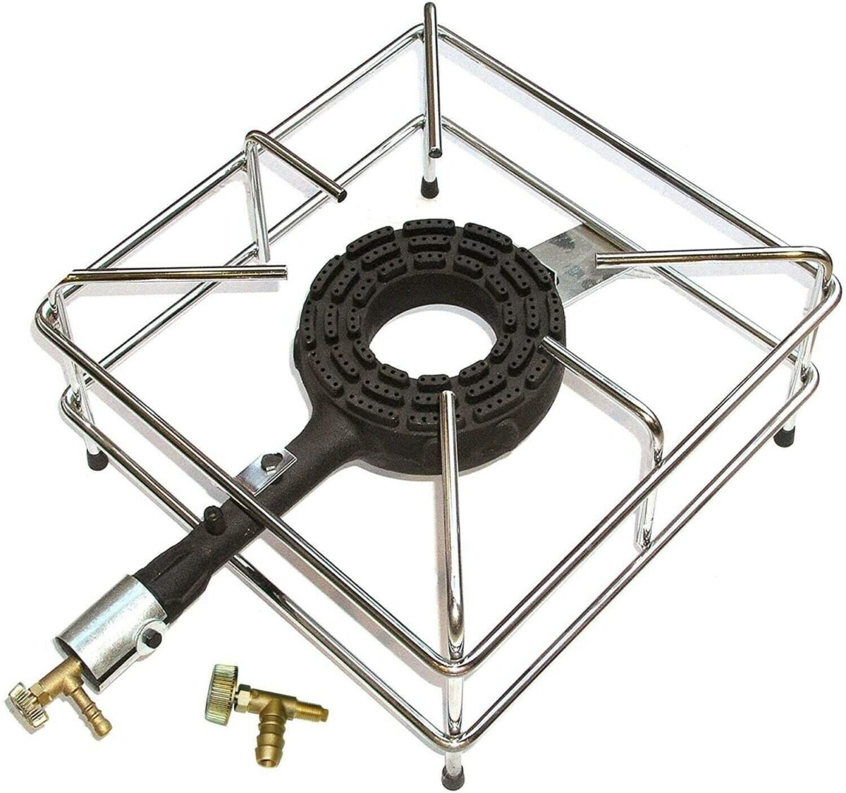 20706 ESTUFA DE GAS CM 40X40 QUEMADOR DE HIERRO FUNDIDO CROMADO + BOQUILLA DE GNC