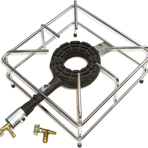 ESTUFA DE GAS CM 40X40 QUEMADOR DE HIERRO FUNDIDO CROMADO + BOQUILLA DE GNC
