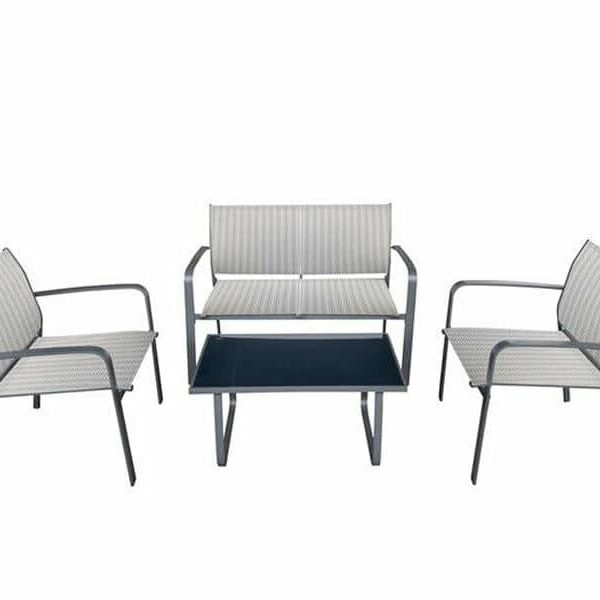 JUEGO 4 PIEZAS SALA DE ESTAR JARDÍN EXTERIOR ZONA DE ESTAR SOFÁ SILLONES MESA DE CENTRO BAR 161