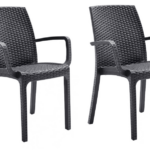 KIT 2 SILLAS SILLA DE POLIPROPILENO BAR RESTAURANTE INTERIOR EXTERIOR IMITACIÓN RATÁN ANTR