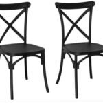 KIT 2 SILLAS POLIPROPILENO COCINA BAR RESTAURANTE SILLA INTERIOR EXTERIOR CROSS BLACK 436V