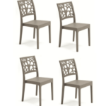 KIT 4 SILLAS POLIPROPILENO COCINA BAR RESTAURANTE SILLA INTERIOR EXTERIOR PALOMA TÉ GRIS