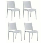 KIT 4 SILLAS POLIPROPILENO COCINA BAR RESTAURANTE SILLA INTERIOR EXTERIOR BLANCO 573