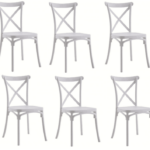 KIT 6 SILLAS POLIPROPILENO COCINA BAR RESTAURANTE SILLA INTERIOR EXTERIOR BLANCO 412