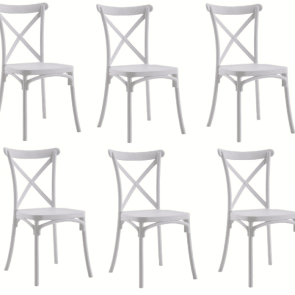 KIT 6 SILLAS POLIPROPILENO COCINA BAR RESTAURANTE SILLA INTERIOR EXTERIOR BLANCO 412