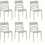 KIT 6 SILLAS POLIPROPILENO COCINA BAR RESTAURANTE SILLA INTERIOR EXTERIOR GRIS LC