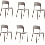 KIT 6 SILLAS DE POLIPROPILENO COCINA BAR RESTAURANTE SILLA INTERIOR EXTERIOR GRIS PALOMA 528V