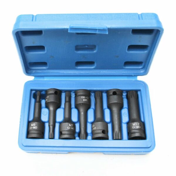 JUEGO DE VASOS DE IMPACTO 3/8 XZN 80MM M5 - M12 DESTORNILLADOR 7 PIEZAS