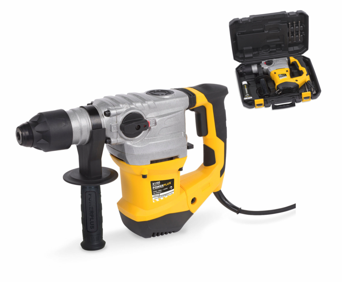 MARTILLO DE DEMOLICIÓN TALADRO MARTILLO 1500W 6J SDS PLUS BROCAS DE CINCEL 195PW