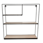 ESTANTERÍA DE PARED CUADRADA 3 ESTANTES PLEGABLES DE METAL MDF cm 50x50x12 884ds