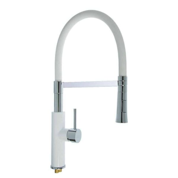FREGADERO DE COCINA GRIFO MEZCLADOR CAÑO ALTO DUCHA DE MANO MONOMANDO BLANCO 935