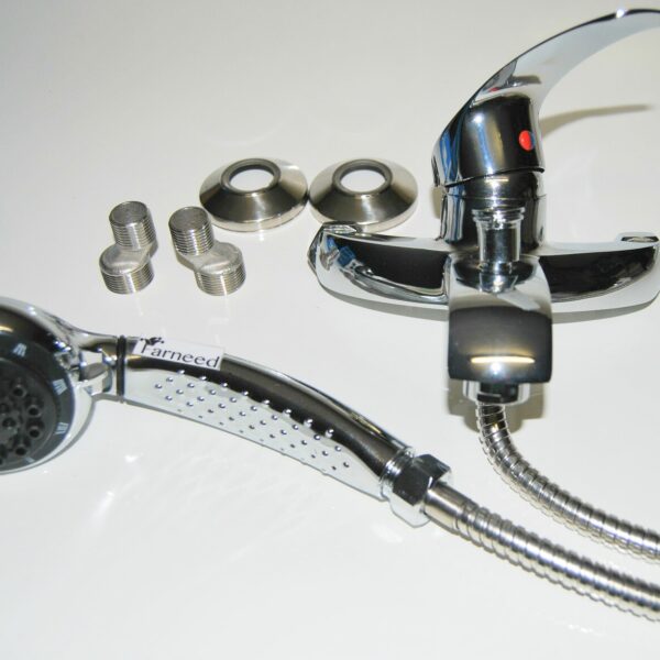 MEZCLADOR DE BAÑERA DE DUCHA MONOMANDO DE LATÓN CROMADO CON MANGUERA