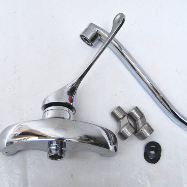 GRIFO MEZCLADOR FREGADERO LAVABO DE PARED PALANCA CLINIC CAÑO LARGO M15