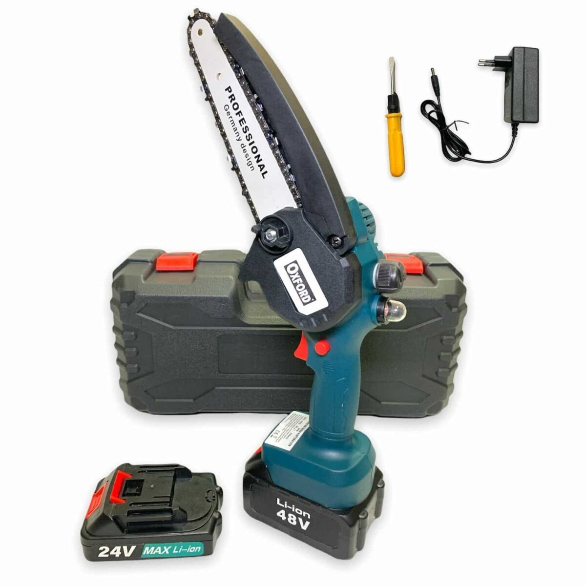 19685 MINI MOTOSIERRA BATERÍA MOTOSIERRA ELÉCTRICA BATERÍAS CORTADOR DE RAMAS 48/24V PODA ACEITE DE JARDÍN 319