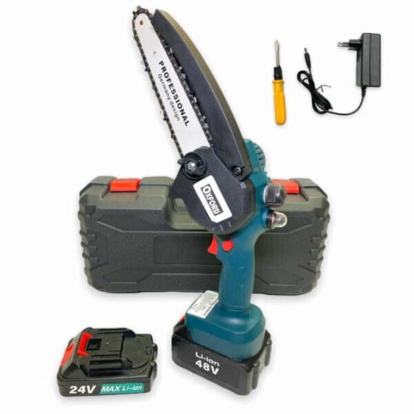 MINI MOTOSIERRA BATERÍA MOTOSIERRA ELÉCTRICA BATERÍAS CORTADOR DE RAMAS 48/24V PODA ACEITE DE JARDÍN 319