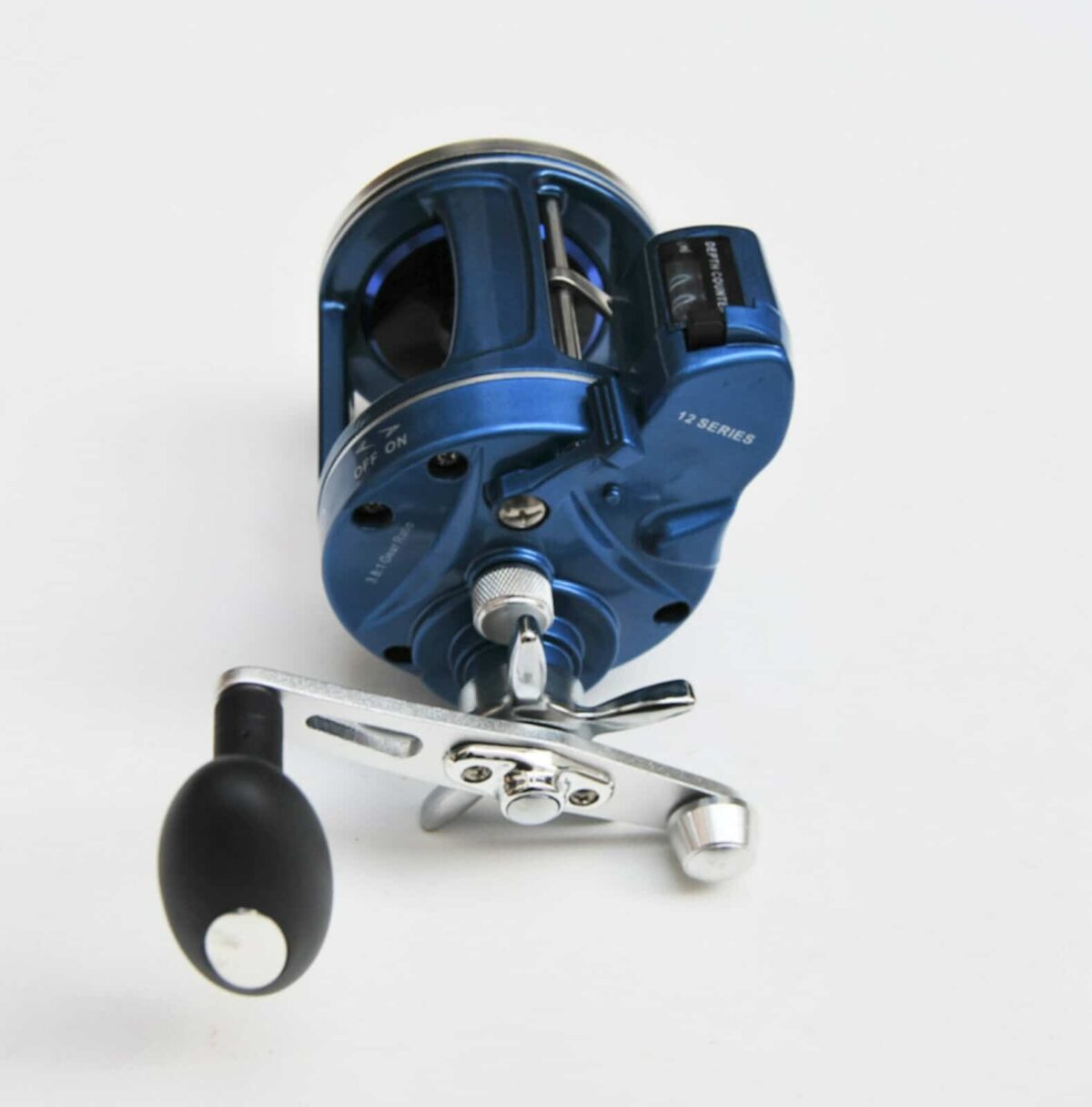 CARRETE DE PESCA CARRETE MAR RÍO LAGO CURRICÁN METRO CONTADOR DE ALAMBRE PESCA azul