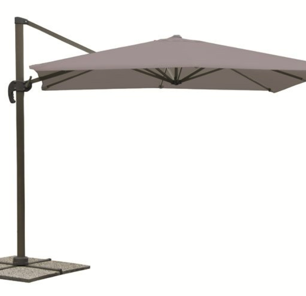 SOMBRILLA CON BRAZO SOMBRILLA JARDÍN 3x4 mt CENADOR DESCENTRALIZADO GRIS PALOMA 297V