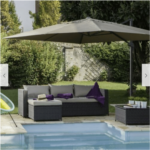 SOMBRILLA CON BRAZO SOMBRILLA JARDÍN 3x4 mt CENADOR DESCENTRALIZADO GRIS PALOMA 297V