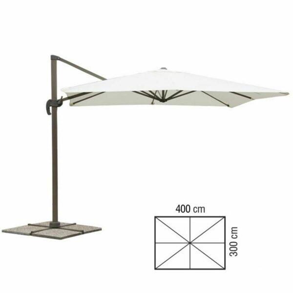 SOMBRILLA CON BRAZO SOMBRILLA JARDÍN 3x4 mt CENADOR DESCENTRALIZADO BLANCO 913V