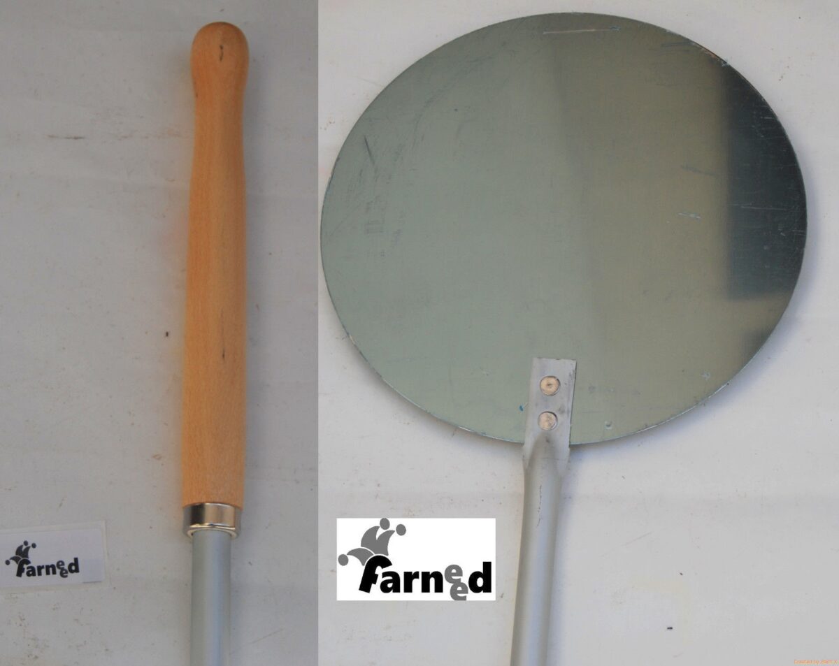 22219 PALA DE PIZZA HORNO DE ALUMINIO CON MANGO REDONDO DE MADERA 30 cm.