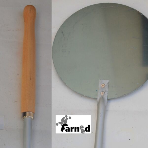 PALA DE PIZZA HORNO DE ALUMINIO CON MANGO REDONDO DE MADERA 30 cm.