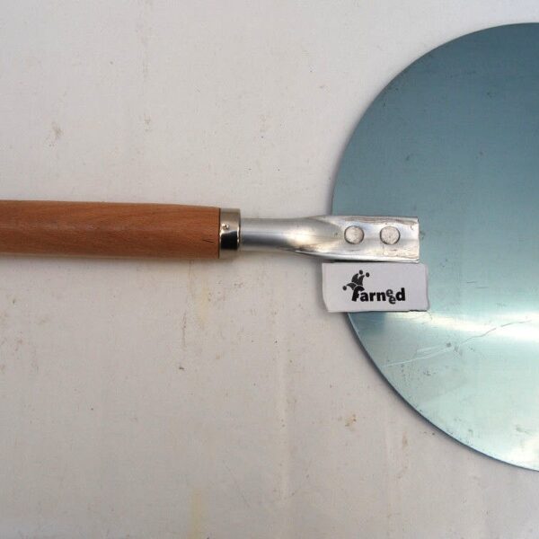 HORNO DE PIZZA REDONDO DE ACERO INOXIDABLE CON MANGO DE MADERA HORNO CORTO DE ALUMINIO DE 67 CM DIAM 30