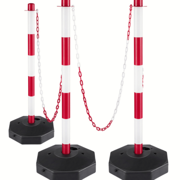 KIT 3 BOLARDO BASE DE COLUMNA DE SEÑALES DE TRÁFICO H CM 90 POSTES DE CADENA DE PLÁSTICO 10 MT