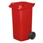 CUBO DE BASURA 120 LT EN840 NORMAS HACCP TAPA ROJA