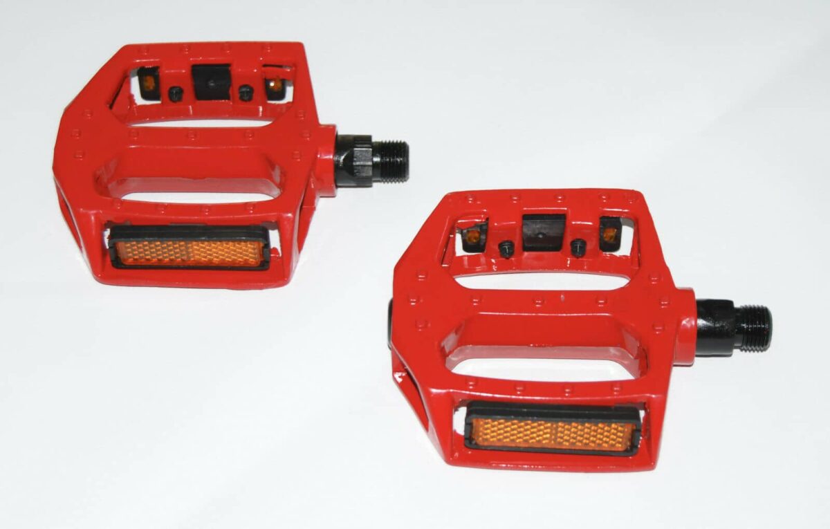 22998 PAR DE PEDALES ANTIDESLIZANTES BICICLETA DE MONTAÑA BICICLETA MTB ROJO REFLECTANTE WS