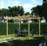 PÉRGOLA PÉRGOLA CENADOR 3x4 MT EN JARDÍN DE MADERA CM 240 H POSTE EXTERIOR 9x9