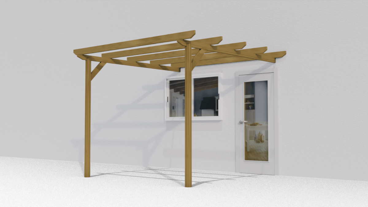 20153 PÉRGOLA DE PARED 3x3 MT MADERA TRATADA EN AUTOCLAVE GARDEN 453 GC