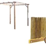 KIT PÉRGOLA DE MADERA 3X3 MT CON TAPA 2 PIEZAS CANETTE DE BAMBÚ ARELLA 719v