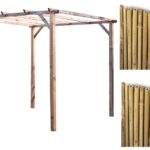 Kit de pérgola con pérgola de madera 3x3 mt cubierta 2 piezas de caña de bambú arella 015riv