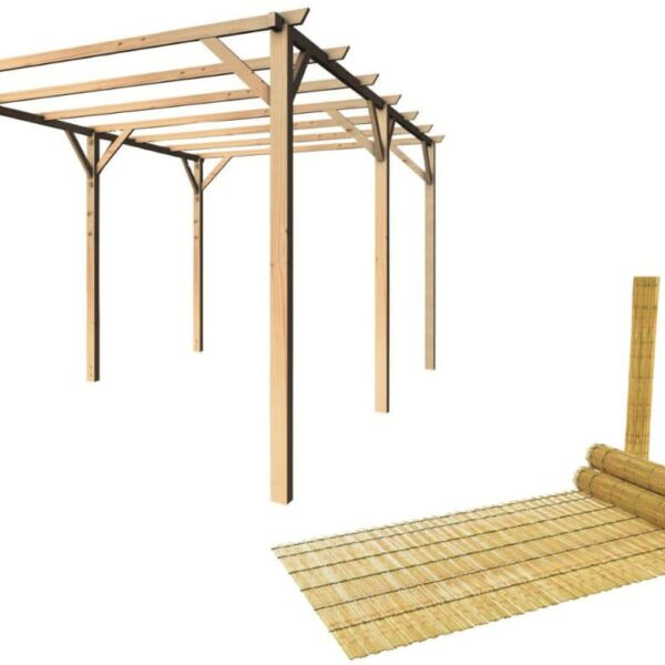 Kit de pérgola con pérgola de madera 3x5 mt cubierta 2 piezas arella media caña de bambú 71926be