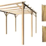 Kit de pérgola con pérgola de madera 3x5 mt cubierta 2 piezas arella 2.5x3 mt caña de bambú 631