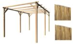 Kit de pérgola con pérgola de madera 3x5 mt cubierta 2 piezas arella 2.5x3 mt caña de bambú 631