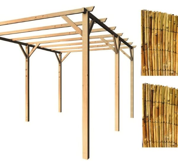 Kit de pérgola con pérgola de madera 3x6 mt cubierta 2 piezas cañas de bambú arella 2x3 928cin