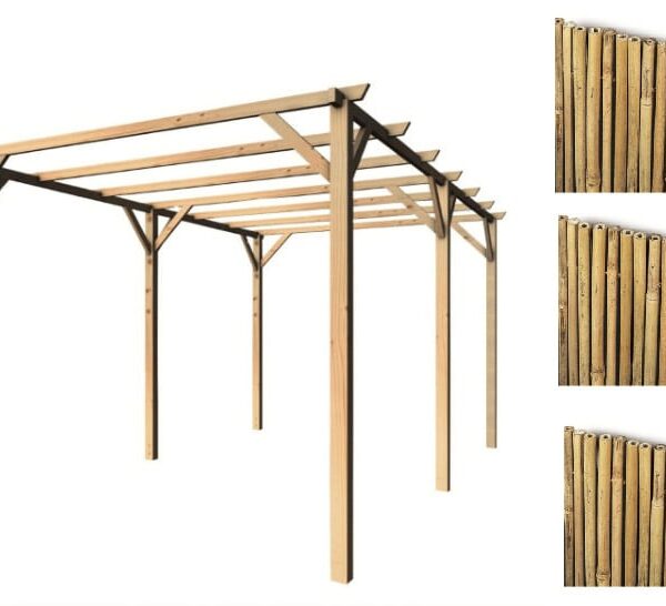 Kit de pérgola con pérgola de madera 3x6 mt cubierta 3 piezas arella 2x3 mt caña de bambú 804vn