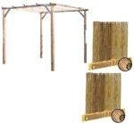 KIT PÉRGOLA DE MADERA 3X3 MT CON TAPA 2 PIEZAS CANETTE DE BAMBÚ ARELLA 719v