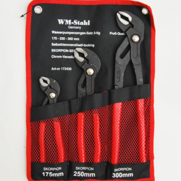 JUEGO DE ALICATES POLIGRIP 3 PIEZAS CON BOTÓN DE LORO AJUSTABLE 175 250 300 mm 909