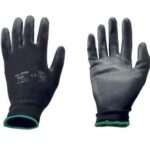12 PARES DE GUANTES DE TRABAJO RECUBIERTOS DE POLIURETANO TALLA 8 NEGRO NEGRO