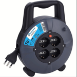 CABLE ELÉCTRICO EXTENSIÓN CARRETE 10 MT METROS 3X1,5 4 ENCHUFES BIP SCHUKO ENCHUFE 265