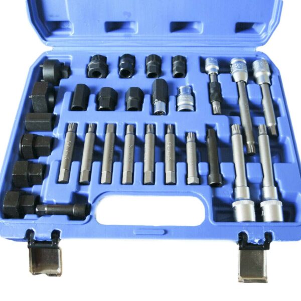 KIT DE LLAVES 30 PIEZAS PIEZAS POLEA POLEA DE DESMONTAJE ALTERNADOR MOTOR DE COCHE BL 276