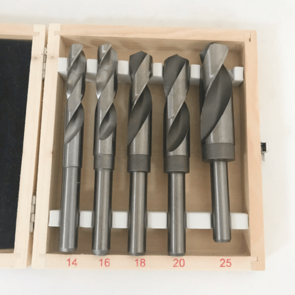 BROCAS DE 5 PIEZAS PARA HIERRO HSS 14 25 MM CAJA DE ACERO METÁLICO REDUCIDO SK