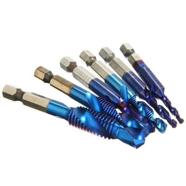 JUEGO DE BROCAS 6 PIEZAS ROSCA MÉTRICA HSS M3 M10 HEXAGONAL 1/4" ENDURECIDO BL